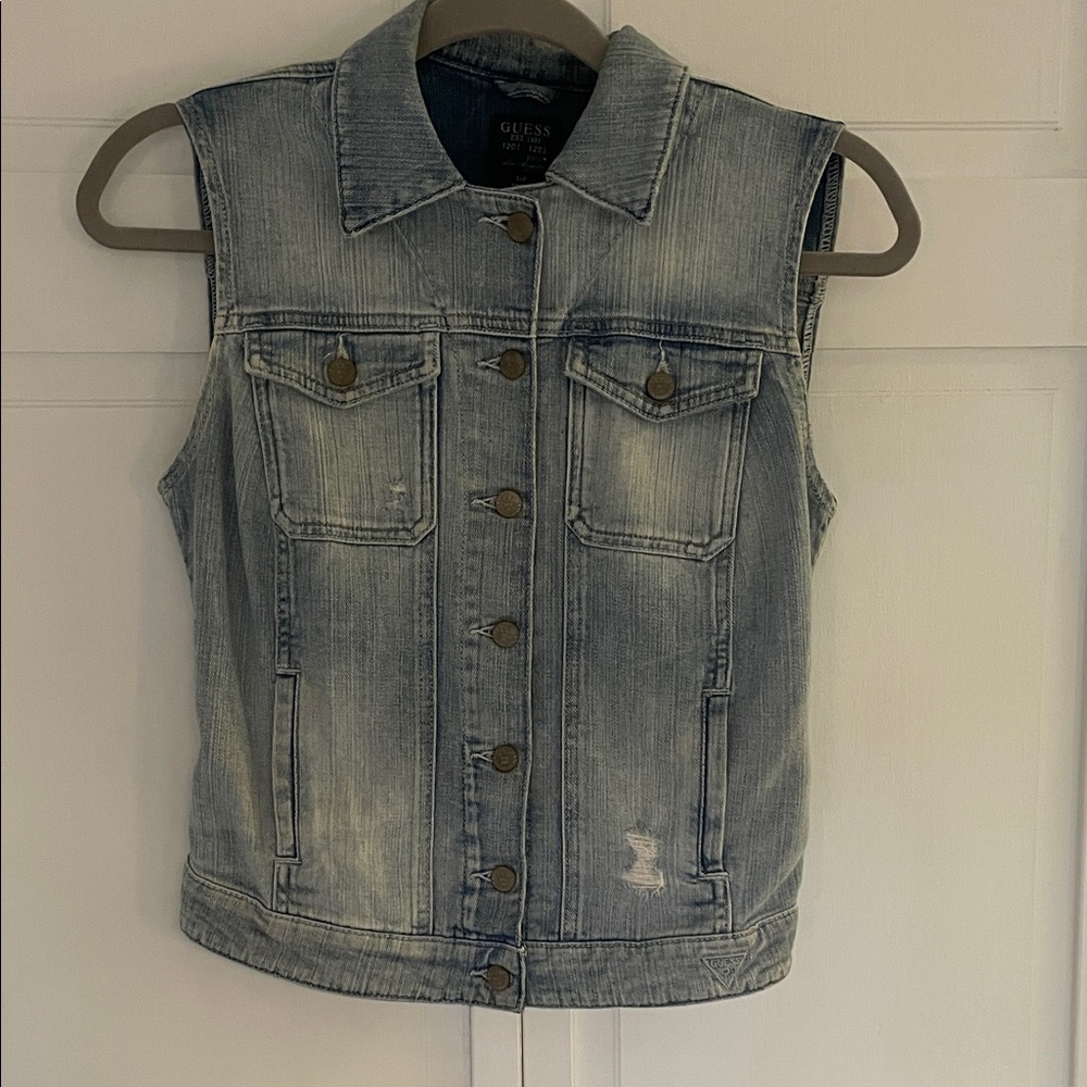 Guess Light Blue Denim Vest